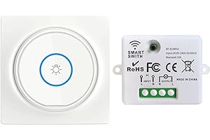 Tedeligo kit Interrupteur Sans Fil, Interrupteur Auto-générateur Mobile Relais 220V Récepteur Rf émetteur Radio Télécommande 100 Mètre Contrôle De Portée Pour Les Lumières (1 Interrupteur 1 Récepteur)