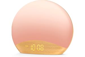 ‎DOUMOSH DOUMOSH Sunrise Lichtwecker, Wecker Digital, Tageslichtwecker, 8 dimmbares Nachttischlampe, Sonnenaufgang Wecker für Erwachsene, Kinder, Babys