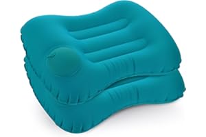Idocolors 2X Almohadas Hinchables para Camping, Senderismo, Viajes Almohada de Playa Ultraligera y Portátil, con Borsa, Máscara y Tapones para los oídos