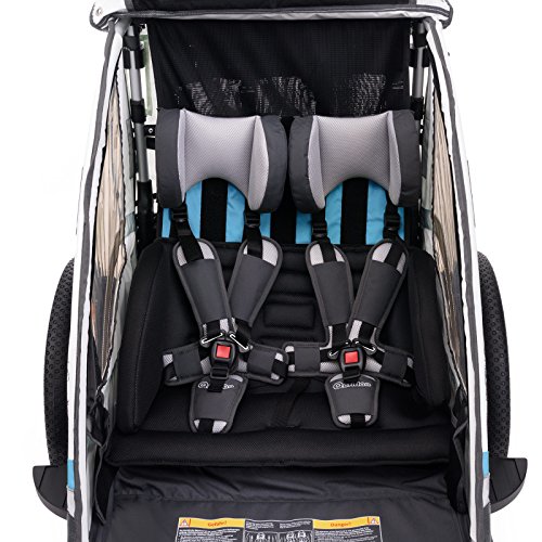 Qeridoo Sportrex 2 Deluxe (inkl. Sitzpolster) Kinder-Fahrradanhänger für 2 Kinder (mit einstellbarer Federung) - 4