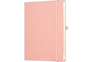 POPRUN Agenda 2025 2026 Semainier A5 22 x 18 cm Version Française - Intervalles de 15 minutes, D'Août 2025 à Juil 2026 12 Mois Scolaire, Couverture Souple en PU Cuir, Papier 100g/m², Rose Doux