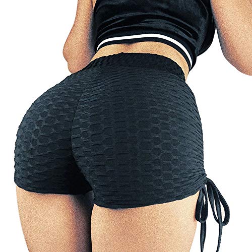 NIBESSER' Femme Été Shorts de Sport Yoga Jogging Push-up Legging Court Jacquard Taille Haute Élastique d'Entraînement Push-up Trousers Pants Skinny Running