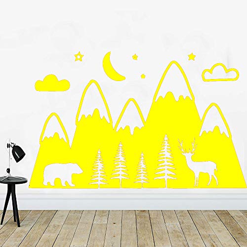 Preisvergleich Produktbild Beauty Wapiti Mountain Wandaufkleber Selbstklebendes Vinyl Wasserdichte Wandtattoos Haus Dekoration Tapete Adesivo De Parede gelb 30 cm X 47 cm
