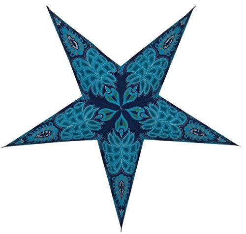Weihnachtsstern / Papierstern Lampenschirme mit funkelnden dekorativen Designs in Handarbeit CANOPUS – Blau - 2
