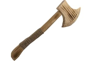 Miaija Wooden Axe with Hemp Rope Halloween Performance Supply Costume Accessory Wooden Toy Axe Hatchet for Halloween Outdoor Play