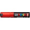 uni-ball Posca PC-8K Bold Point Chisel Shaped Paint Marker Pen | Non Toxic & Bleed Proof Ink | For Rocks Painting, Fabric, Wood, Canvas, Ceramic, Scrapbooking, DIY Crafts | Red Ink, Pack of 1