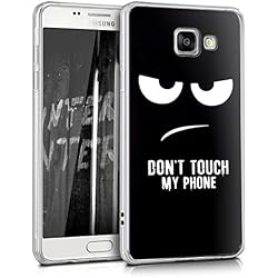 kwmobile Funda para Samsung Galaxy A5 (2016) - Carcasa de [TPU] para móvil y diseño Don't Touch my Phone en [Blanco/Negro]