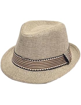 Bluelans® Kinder Strohhut Panama Fedora Hut Trilby Gangster Hut Jazzhut Sonnenhut mit Stoffband