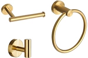 BETADISTOR Hand Towel Holder Wall Mounted - Gold Towel Rail + Toilet Roll Holder + Towel Hook For Bathrooms 3 Set 090309