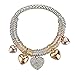 Produktbild Magssdy Armbänder Koreanische Elegante Damen Metall Kette Herz Charm Armband & Armreifen Gold Farbe Stretch-Armband Armband