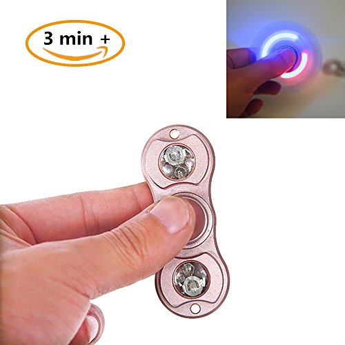 Lighting Glowing Luminous LED Fidget Spinner 2 Blades Hand Fingure Toy Stress Reducer Anxiety Relieves Focus Helper (Pink)