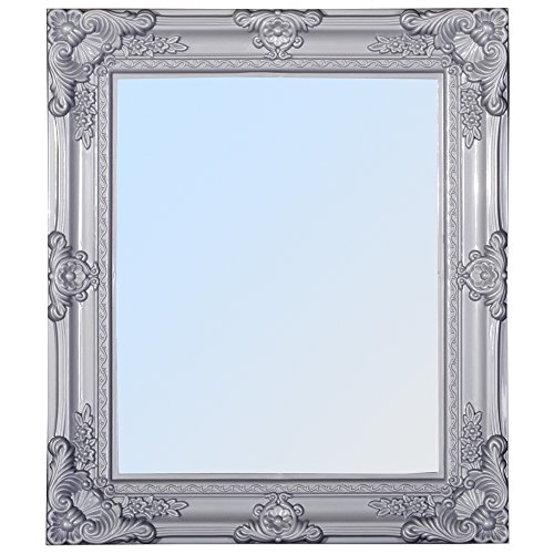 SPIEGEL AUS KUNSTSTOFF GRAU SILBER WANDSPIEGEL IM BAROCKDESIGN DEKOSPIEGEL 37,5x32cm