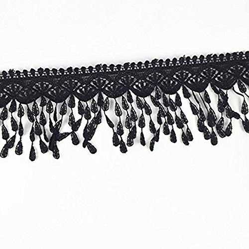 LEORX Spitze Häkelband Spitzenborte Spitzenborduere Hochzeit Dekoband Schleifenband DIY Handwerk 3 Yard – Schwarz - 2