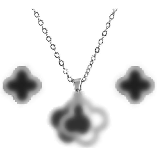 Parure Quadrifoglio Portafortuna in Argento 925 Rodiato Oro Bianco Donna