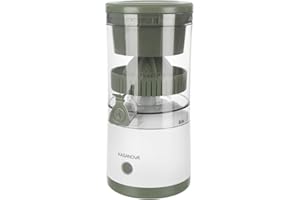 KASANOVA Presse-agrumes automatique sans fil – Rechargeable par USB-C, portable et compact, pressage automatique jusqu’à 12 oranges, avec couvercle et bec anti-goutte (vert)