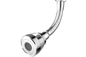 JINYOMFLY Prolunga per Aeratore Rubinetto Cucina 3 Modalità, 360° Girevole Aeratore Regolabile, Risparmio Idrico Rubinetto con Tipi Adattatori, Estensione Lavandino, per lavello da bagno (Argento)