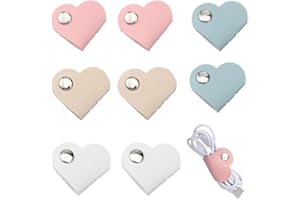 JYNXOR 8Pcs Organizzatore Cavi a Forma di Cuore,Fascette Fermacavi in Pelle,Avvolgicavo Portatili per Cuffie,Avvolgicavo,Organizer per Cavi,Pratico Fermacavo in Pelle di Mucca per Viaggi,Casa,Lavoro