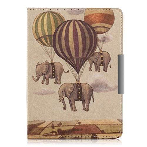 kwmobile Hülle für Tolino Vision 1 / 2 / 3 / 4 HD – Flipcover Case eReader Schutzhülle – Bookstyle Klapphülle Fliegende Elefanten Design Beige - 2