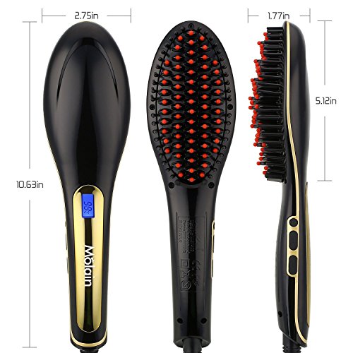 Molain Haarglätter , elektrische Haarbürste  mit Verbrühschutz und  Antistatik( schwarz) - 7