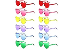 FANXIYA Juego de 12 pares de gafas de sol de colores, gafas de sol sin montura en forma de corazón, para fiestas de cumpleaños, carnaval, para niños y adultos