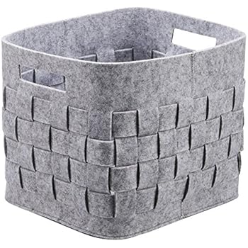 Woven Felt Storage Box Handmade Grey Felt Decorative Basket Organizer Closet Shelf Cabinet 