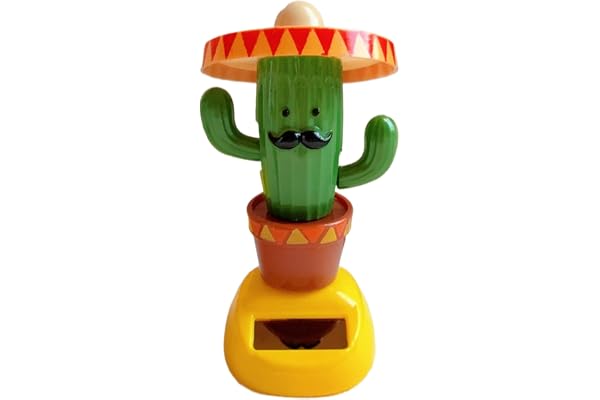 Ornement de tête secouante de voiture de cactus – Jouet de tableau de bord oscillant, à énergie solaire, figurine décorative | Idéal pour les anniversaires des véhicules des conducteurs, améliorant