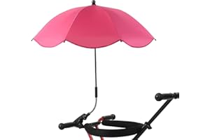 KEEBGYY Chair Umbrella with Universal Clam, 360 Swivel Chair Umbrella, 8 bone stainless steel umbrella with UPF 50, Portable Clamp on Patio Chair,Beach Chair,Stroller,Sport chair,Wheelchair and(rose red)