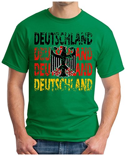 OM3 – DEUTSCHLAND – T-Shirt GERMANY EM 2016 FRANKREICH FRANCE FUSSBALL FANSHIRT SOCCER CUP SPORT TRIKOT EUROPAMEISTER, 5XL, grün