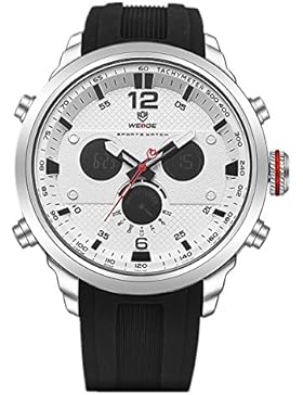 Weide Herren-Uhren Analog Digital Quarz Casual Sports Armbanduhr Wasserdicht Militär Armee Armbanduhr (Silber/...