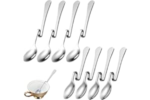 ANICY Lot de 8 cuillères à latte macchiato – Cuillères à miel avec poignées incurvées, cuillères à confiture, cuillères à café, cuillères longues