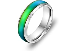 EUMENIDES Color Changing Ring,Men's Women's Mood Color Changing Ring， Titanium Steel Color Ring,Novel Ring, Lovers Fashion Ring,