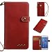 Produktbild HongHushop Hülle für Huawei P8 Lite 2017 PU Leder Handyhülle Retro Design mit Handschlaufe Standfunktion Kartenfach Magnetverschluss Schlanke Leder Brieftasche Vorne und Hinten Komplett Schutzhülle Bookstyle Wallet Case Flip Ledertasche für Huawei P8 Lite 2017 -- Rot