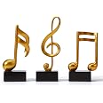 Statues Notes De Musique Amoy-Art - 3 Pièces Résine Blanc/Noir, 19cm, Décoration Maison