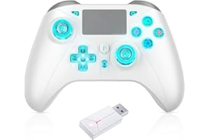 Lapezei RGB Wireless Controller für PS5/Pro/Slim, Kompatibel mit PS4/PC, Gamepad Built-in 1000mAh Battery mit Dual Vibration, Marco/Turbo Function, 6-Axis Motion, 3.5mm Audio Jack