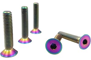 RISON-Titanium Bulloni a Testa Svasata in Titanio GR5 M8x1.25x30mm, Viti a Testa Piatta con Esagono Incassato, Viti a Testa Brugola Bullone Meccanico Viti Filettate per Bicicletta, MTB, 5 Pezzi