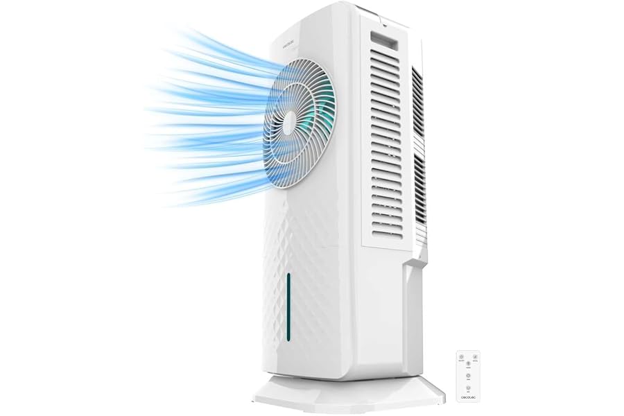 Cecotec - Climatizzatore evaporativo a torre EnergySilence 3500 Cool Compact Smart, 65W, deposito 3.5L, 3 Velocità, Timer fino a 12 ore, 2 modalità, oscillazione a 70º