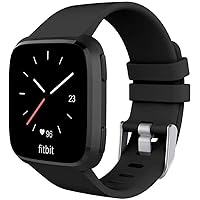 ACUTAS Silicone Sport Strap Band for Fitbit Versa (Black)(22mm)