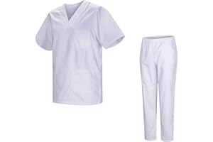 VICTORY Uniforme Sanitario Unisex Pijama Médico Conjunto Ropa Trabajo Enfermera Limpieza Estética Casaca Y Pantalón Cintura Bolsillos Lavable Comodo Auxiliar De Enfermería - Serie 817&8312