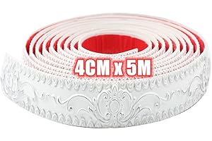 TIHOOK Moldura autoadhesiva flexible de 5 m x 4 cm, de PVC, autoadhesiva, decorativa, grosor de 0,6 cm, para baño, sala de estar, cocina, techo
