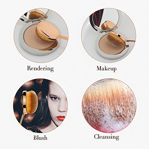 Nexgadget Make Up soft Pinsel Set 10 Stück Kosmetik Pinsel extra weiche und dichte Fasern Premium Schminkbürsten Face Powder Abdeckstift Foundation Creme Eyeliner Lip Rouge Bürste Kosmetik Oval Curve Bürsten-Satz - 6