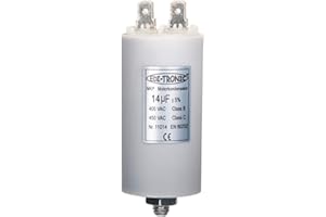 EDI-TRONIC condensateur de moteur, condensateur de travail, condensateur de démarrage, bouchon, avec cosses 6,3mm, 14µF, 450V, M8