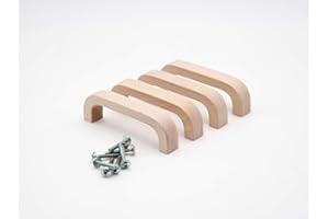 JOWE 4 maniglie per mobili in legno massello con viti di fissaggio | Maniglia per porta in legno massello (rovere laccato)