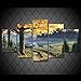 Produktbild Kshvc Leinwandmalerei Wandkunst Leinwand Malerei Landschaft Modulare Bilder Für Wohnzimmer Hd Druck Auf Der Wand 5 Panels Tier Und Baum-A