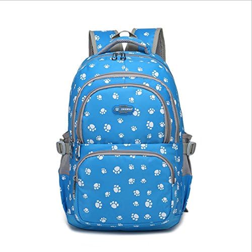 Students Candy Color School Bag Dog Paw Prints Style The Shoulder Bag Backpack Ladies Notebook Computer Bag College Student Bag School Bag ( Color : Blue , Size : 4 )