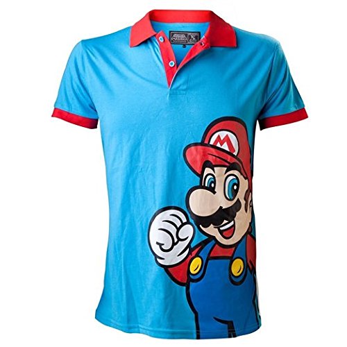 Preisvergleich Produktbild Nintendo Polo-Shirt -L- Mario, blau / rot