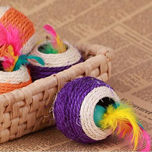 Funny-Pet-Products-Scratch-Sisal-Ball-Dual-Holes-With-Feather-Pet-Cat-Dog-Toys