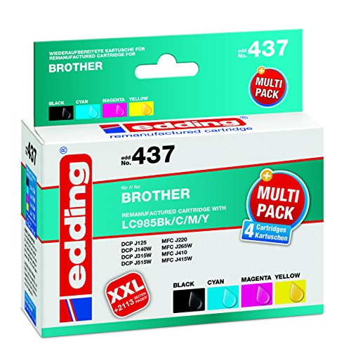 Edding EDD-437 Remanufactured Tintenpatronen Pack of 4