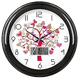 WIHY Leise Seiko Wanduhr Quarz Batterie Dekorative Einzigartige Wohnzimmer Runde Uhr Einfache Precisiond elektronische Quarzuhr Home Wanduhr, 14 Zoll, Flat-Panel Lcd-229, Carbon Black