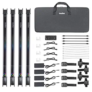 Godox TL60 RGB Tube Light,CRI 96 TLCI 98,Color Temper 2700K~6500K,100% Brightness (LUX),39 FX Effects,2.4G Wireless,Support APP Control/DMX Control (Four Light Kit)