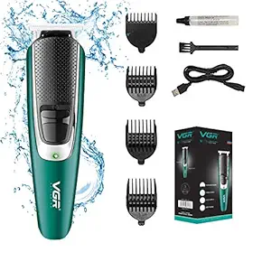 VGR Professional Cordless Beard Hair Clipper, Trimmer Cutting kit, USB Rechargeable for Men (Green)